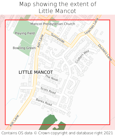 Map showing extent of Little Mancot as bounding box