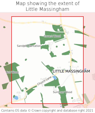 Map showing extent of Little Massingham as bounding box