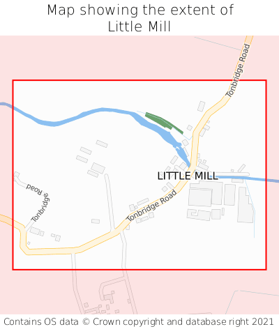 Map showing extent of Little Mill as bounding box