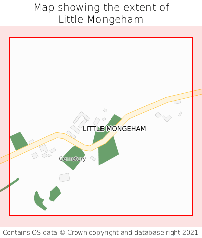 Map showing extent of Little Mongeham as bounding box