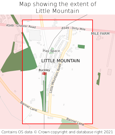Map showing extent of Little Mountain as bounding box