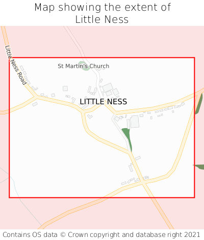 Map showing extent of Little Ness as bounding box