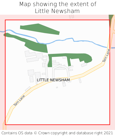 Map showing extent of Little Newsham as bounding box