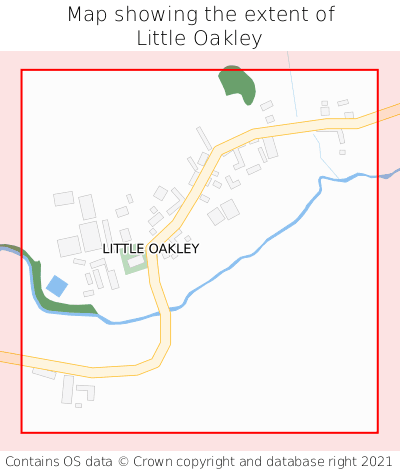 Map showing extent of Little Oakley as bounding box