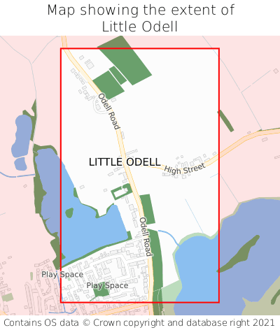 Map showing extent of Little Odell as bounding box