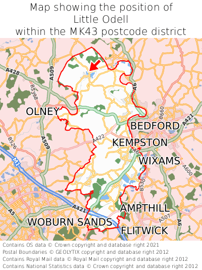 Map showing location of Little Odell within MK43