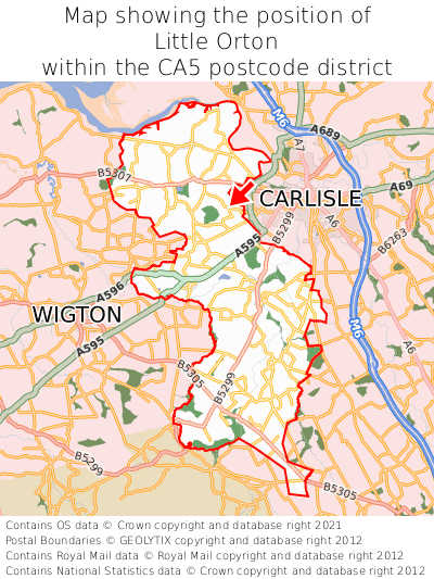 Map showing location of Little Orton within CA5