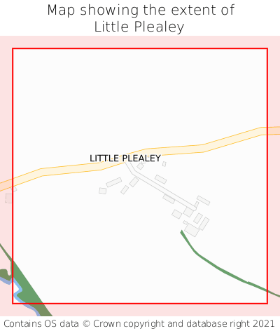 Map showing extent of Little Plealey as bounding box