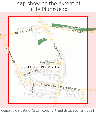 Map showing extent of Little Plumstead as bounding box