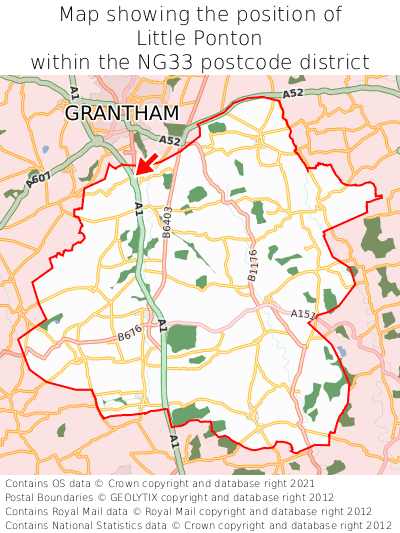 Map showing location of Little Ponton within NG33