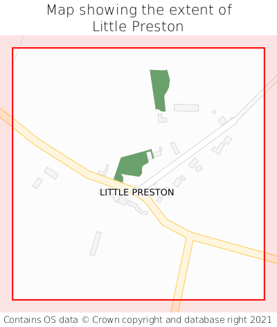 Map showing extent of Little Preston as bounding box