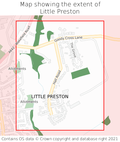 Map showing extent of Little Preston as bounding box