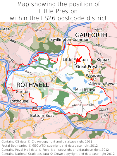 Map showing location of Little Preston within LS26