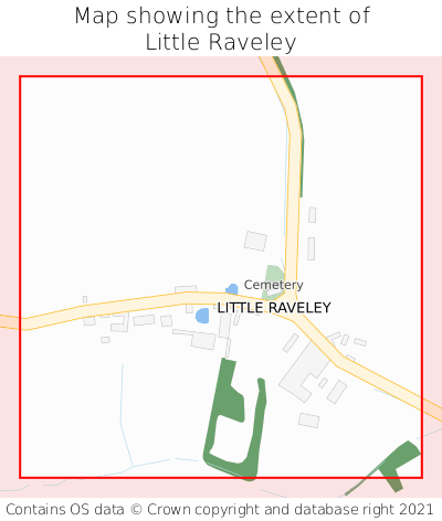 Map showing extent of Little Raveley as bounding box