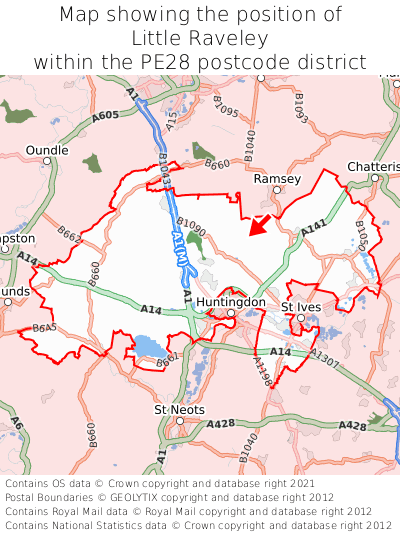 Map showing location of Little Raveley within PE28