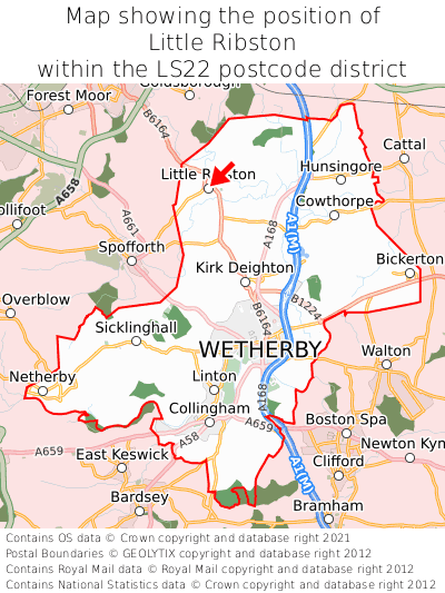 Map showing location of Little Ribston within LS22