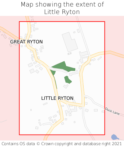 Map showing extent of Little Ryton as bounding box
