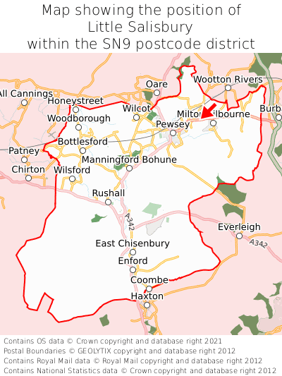 Map showing location of Little Salisbury within SN9