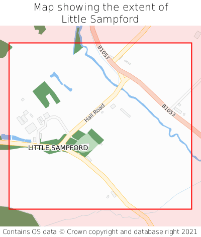 Map showing extent of Little Sampford as bounding box