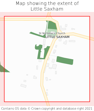 Map showing extent of Little Saxham as bounding box