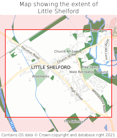 Map showing extent of Little Shelford as bounding box