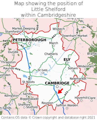 Map showing location of Little Shelford within Cambridgeshire