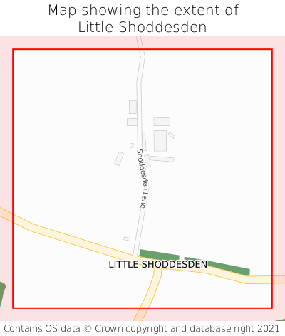 Map showing extent of Little Shoddesden as bounding box
