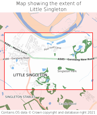 Map showing extent of Little Singleton as bounding box