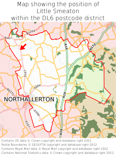 Map showing location of Little Smeaton within DL6