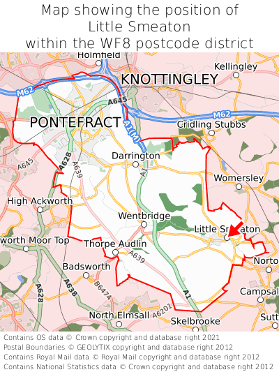 Map showing location of Little Smeaton within WF8