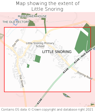 Map showing extent of Little Snoring as bounding box