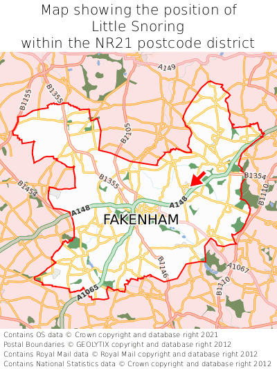 Map showing location of Little Snoring within NR21