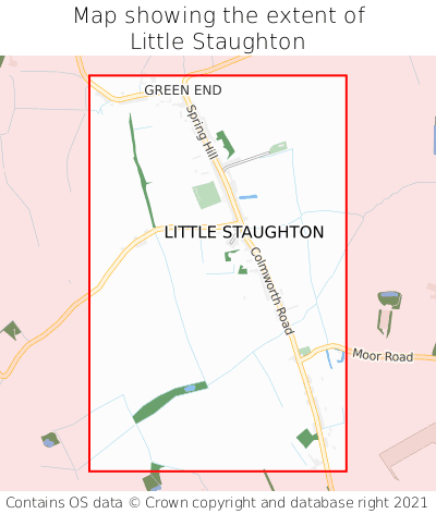 Map showing extent of Little Staughton as bounding box