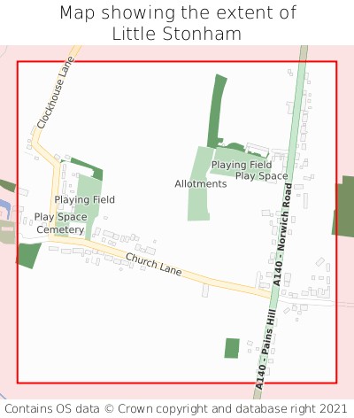 Map showing extent of Little Stonham as bounding box