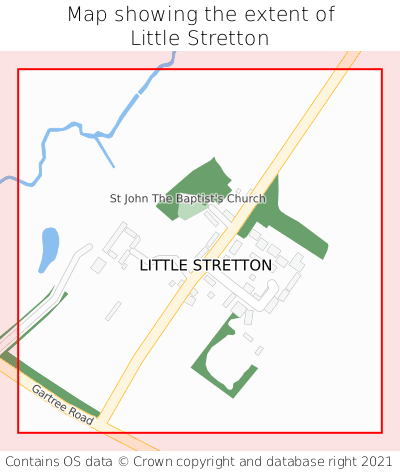 Map showing extent of Little Stretton as bounding box