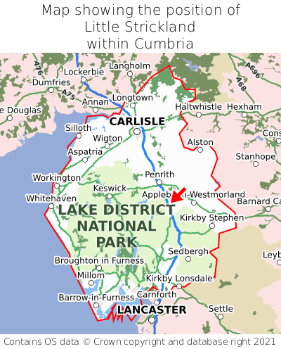 Map showing location of Little Strickland within Cumbria