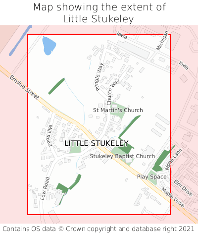 Map showing extent of Little Stukeley as bounding box