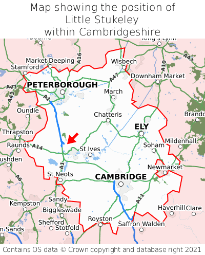 Map showing location of Little Stukeley within Cambridgeshire