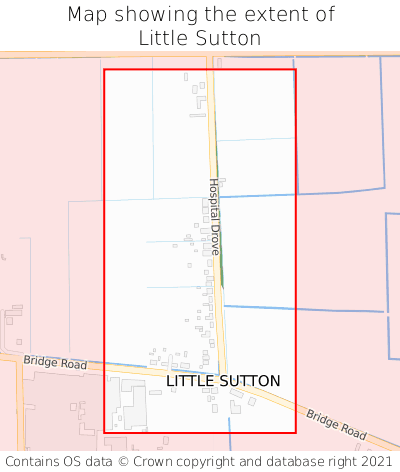 Map showing extent of Little Sutton as bounding box
