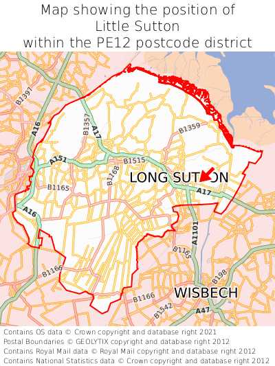Map showing location of Little Sutton within PE12