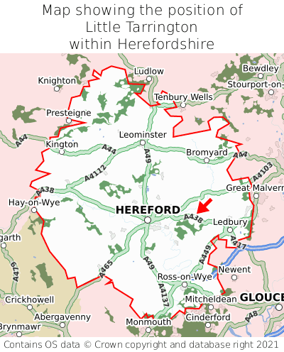 Map showing location of Little Tarrington within Herefordshire