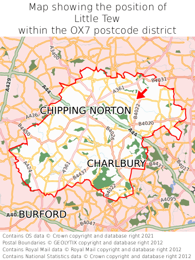 Map showing location of Little Tew within OX7