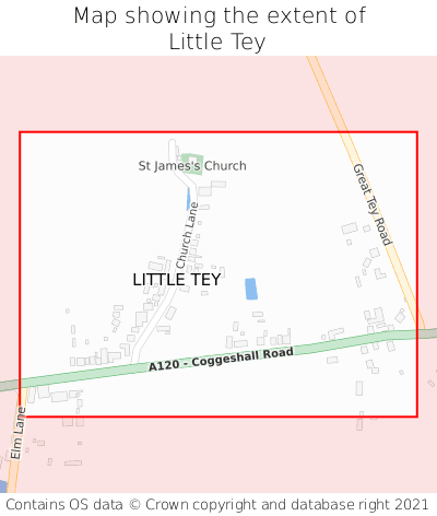 Map showing extent of Little Tey as bounding box