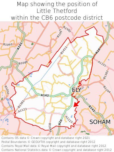 Map showing location of Little Thetford within CB6