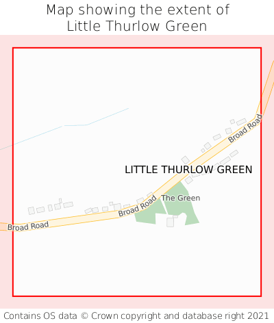Map showing extent of Little Thurlow Green as bounding box
