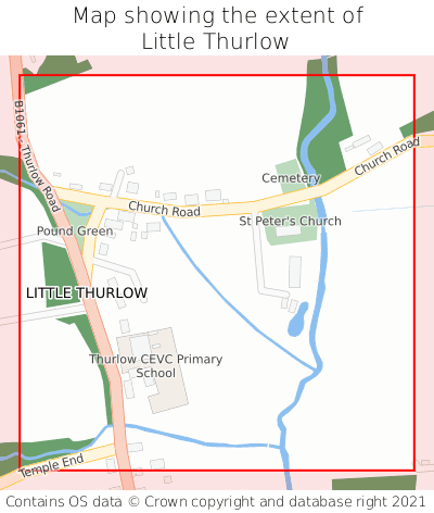Map showing extent of Little Thurlow as bounding box
