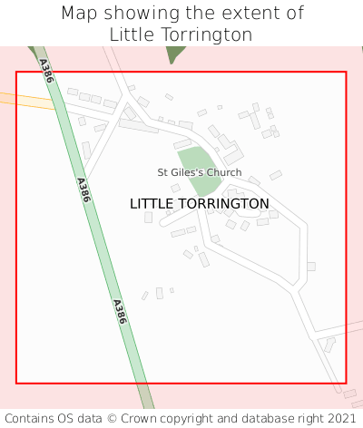 Map showing extent of Little Torrington as bounding box