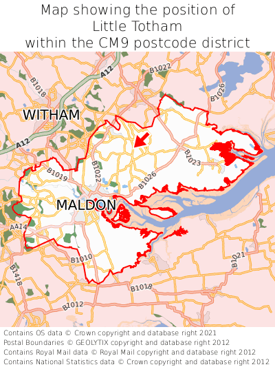 Map showing location of Little Totham within CM9