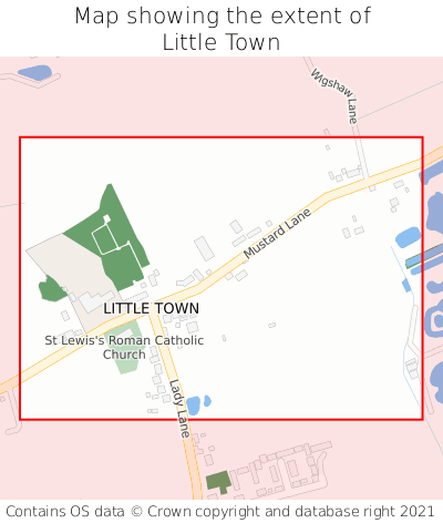 Map showing extent of Little Town as bounding box