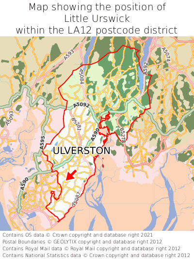 Map showing location of Little Urswick within LA12